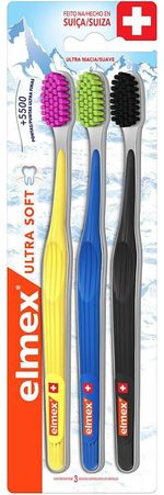 Escova de Dente Elmex Ultra Soft Com 3 unidades Cores Sortidas