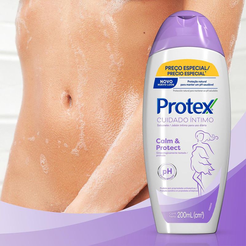 Sabonete Íntimo Líquido Protex Cuidado Íntimo Calmandprotect 200ml Embalagem Promocional Grátis 4515