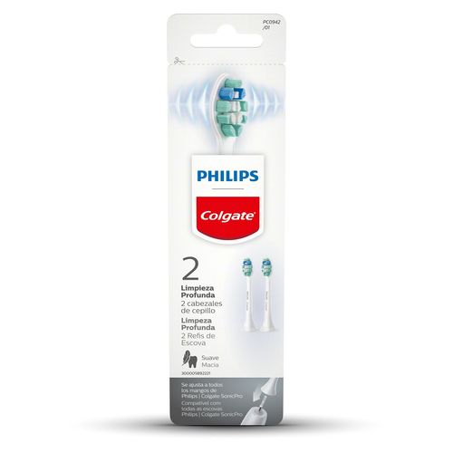 Refil Para Escova De Dente Elétrica Philips Colgate Limpeza Profunda 2 Unid