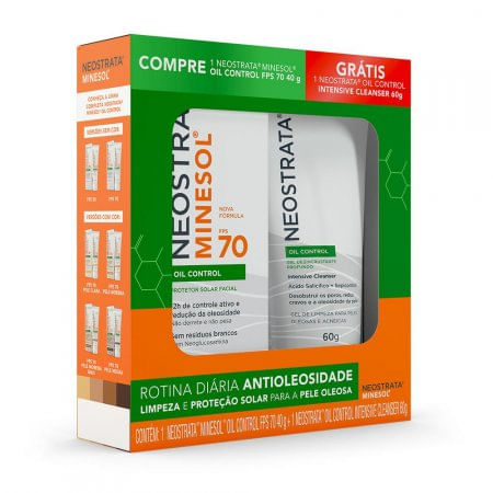 Kit-Protetor-Solar-Facial-Neostrata-Minesol-Oil-Control-FPS70-40g---Gel-de-Limpeza-Intensive-Cleanser-60ml