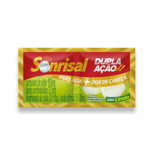Sonrisal Limão Dupla Ação Antiácido e Analgésico para Alívio da Azia e Dor de Cabeça com 2 pastilhas