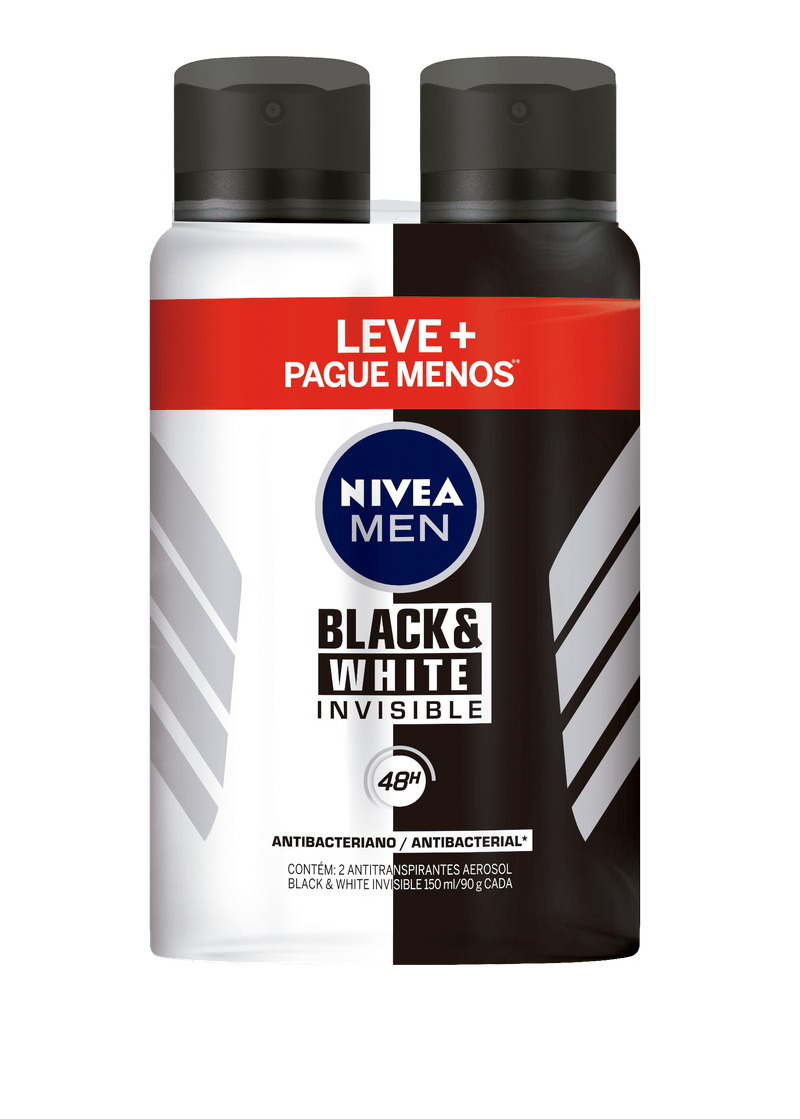 Kit-Com-2-Desodorantes-Nivea-Men-Invisivle-Black---White-Aerossol-91g-Com-50--De-Desconto-Na-2°-Unidade