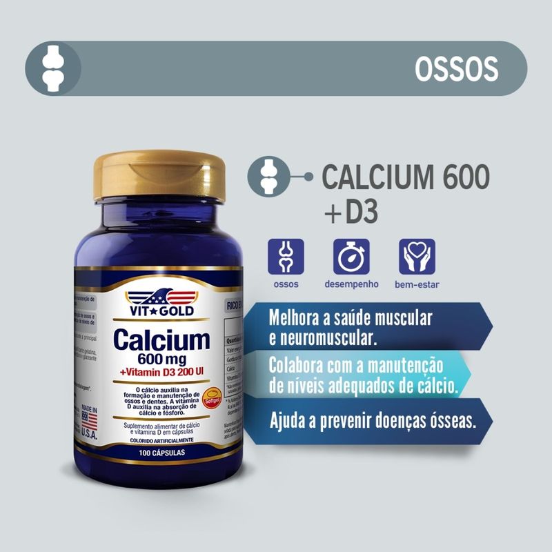 Calcio 600 mg + D3 com 60 cápsulas - Osso Vital - kit c/ 3 - Viva Bem -  Vitaminas A-Z - Magazine Luiza