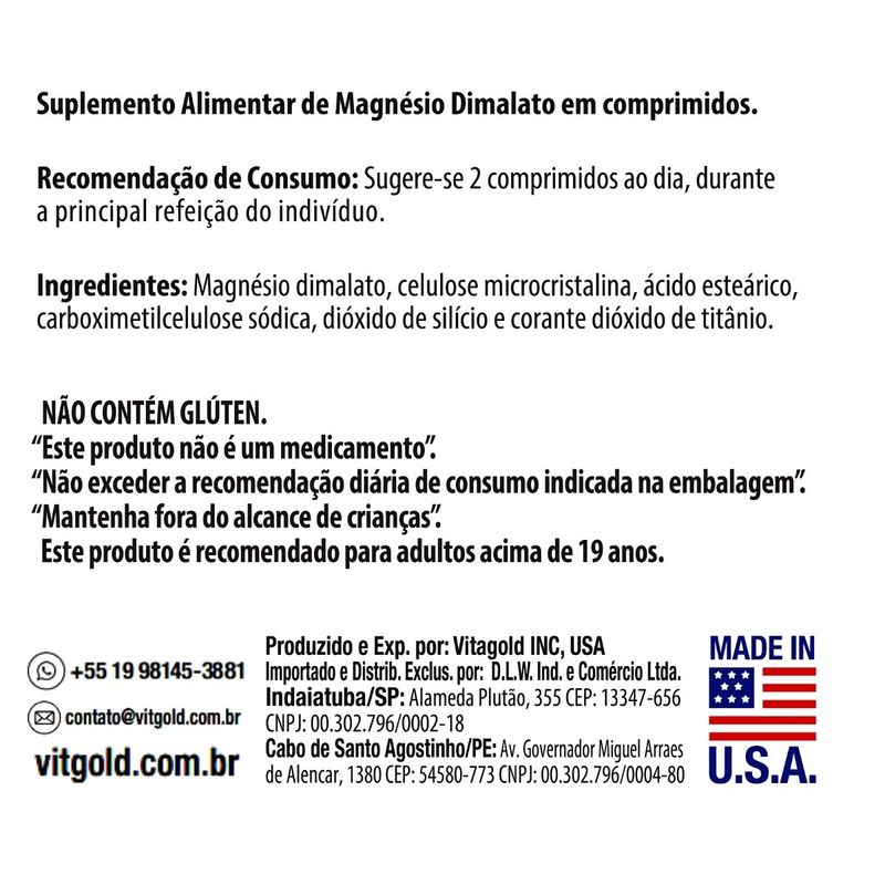 Magnesium-Malate-350mg-Com-60-Comprimidos-Vitagold