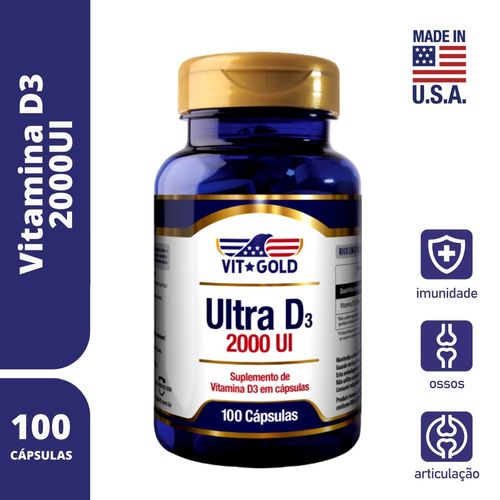 Vitamina Ultra D3 2000UI Vitgold 100 cápsulas