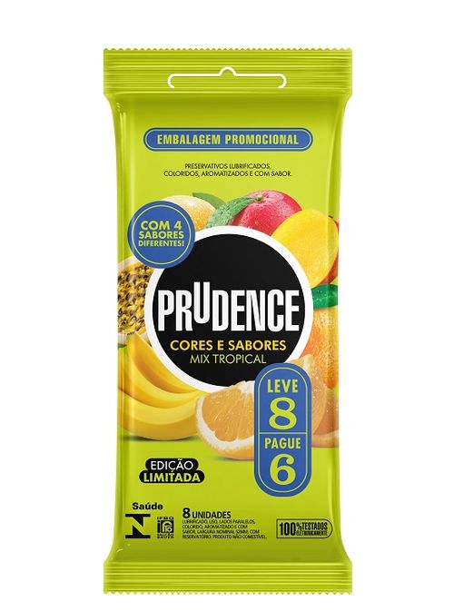 Preservativo Prudence Mix Tropical Lubrificado Leve 8 Pague 6