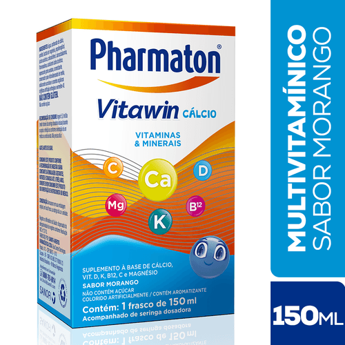 Suplemento de Cálcio Pharmaton Vitawin Cálcio 150ml sabor morango