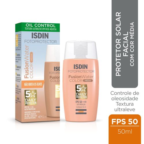Protetor Solar Isdin Fusion Water Color Média 5 Stars FPS50 50ml