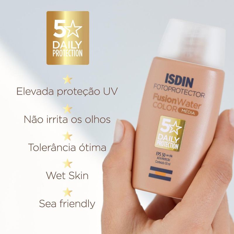 Protetor-Solar-Facial-Isdin-Fusion-Water-5-Stars-Color-Fps-50---50ml