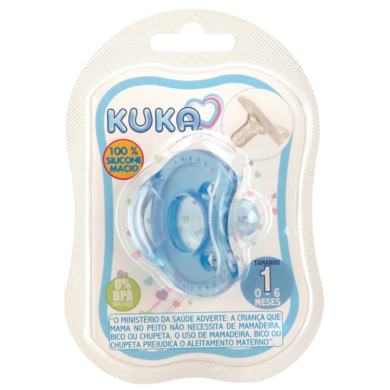 Chupeta Kuka Soft Comfort Silicone Tamanho 1 Azul - Pague Menos