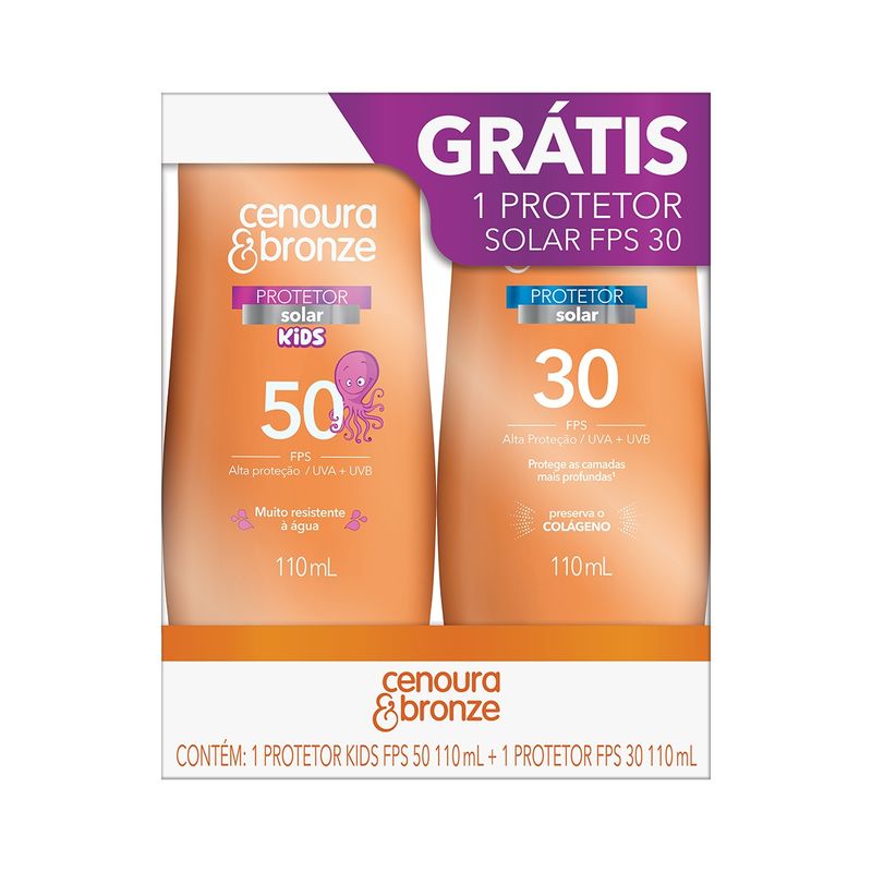 protetor-solar-cenoura-bronze-kids-fps50-110ml-gratis-protetor-solar-cenoura-bronze-fps30-110ml-secundaria