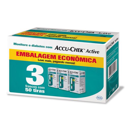 Fita Para Medir Diabetes Accu Check Active Economy 3 Caixas De 50 Tiras