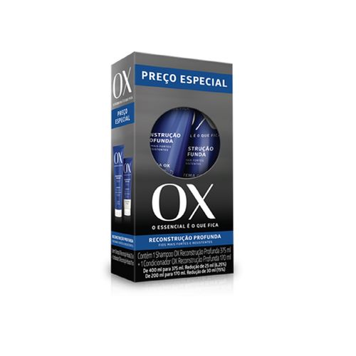 Kit Shampoo Ox Reparação Completa Shampoo 375ml + Condicionador