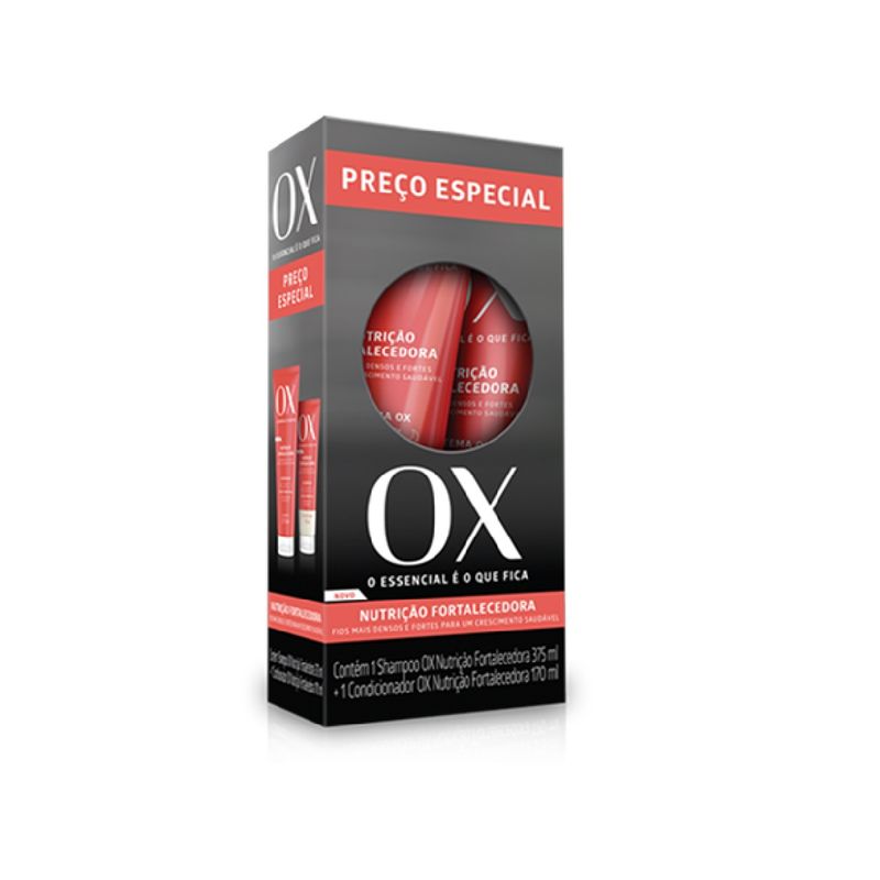 Shampoo Ox Nutrição Fortalecedora 375ml + Condicionador Ox Nutrição  Fortalecedora 170ml Preço Especial - Pague Menos