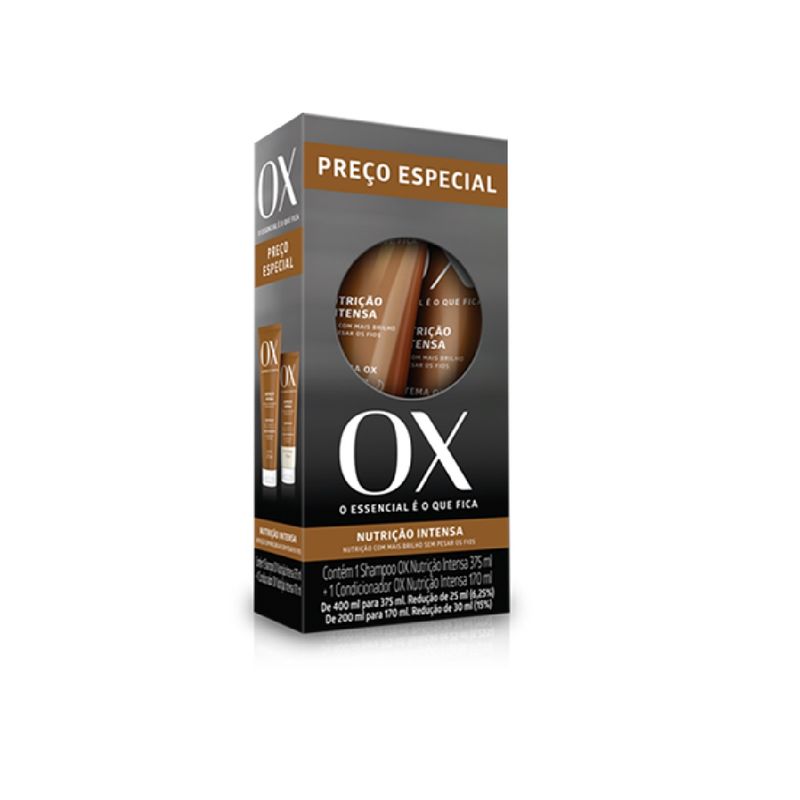 Shampoo Ox Nutrição Fortalecedora 375ml + Condicionador Ox Nutrição  Fortalecedora 170ml Preço Especial - Pague Menos