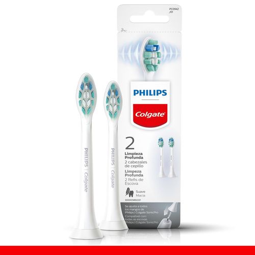 Refil Para Escova De Dente Elétrica Philips Colgate Limpeza Profunda 2 Unid