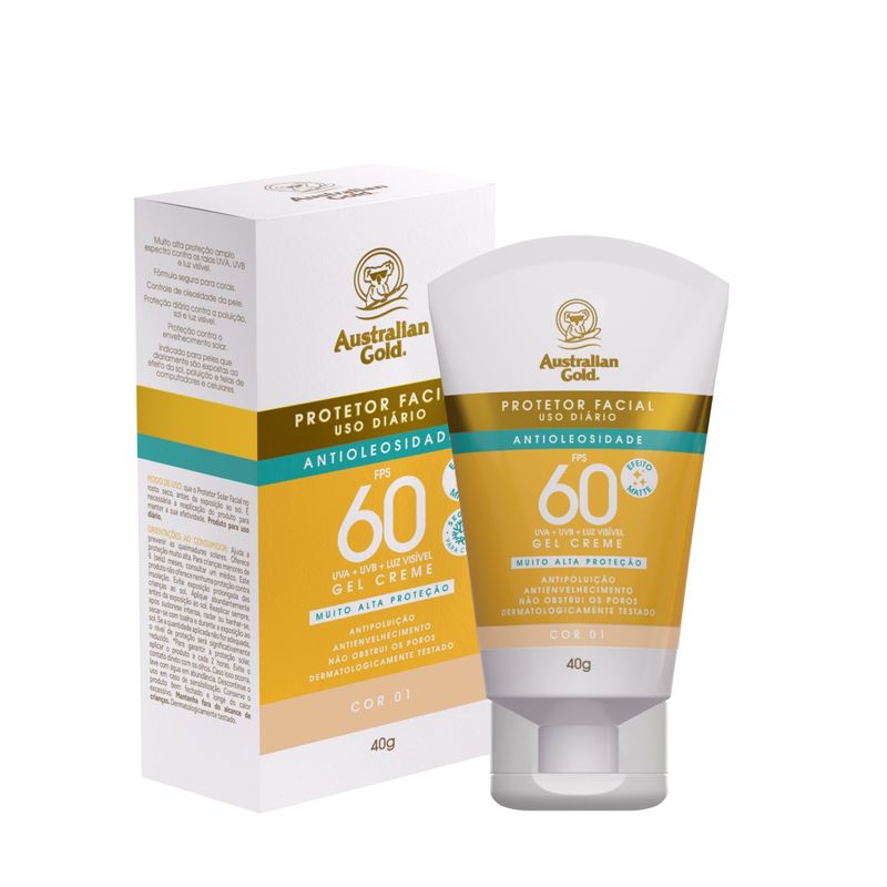 Protetor Solar Facial Australian Gold Cor 1 Fps60 40g 