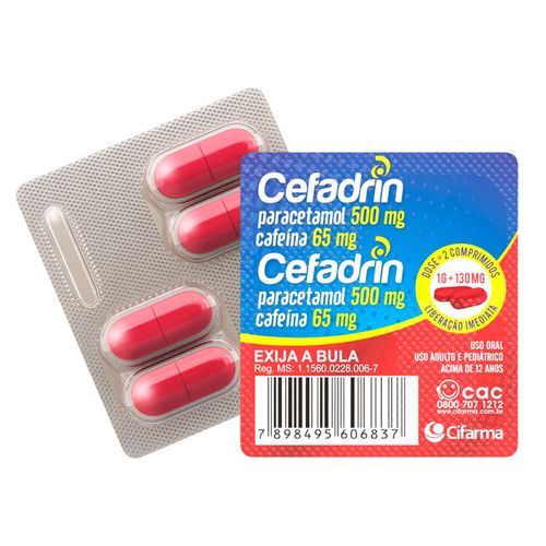 Cefadrin 500mg + 65mg Com 4 Comprimidos