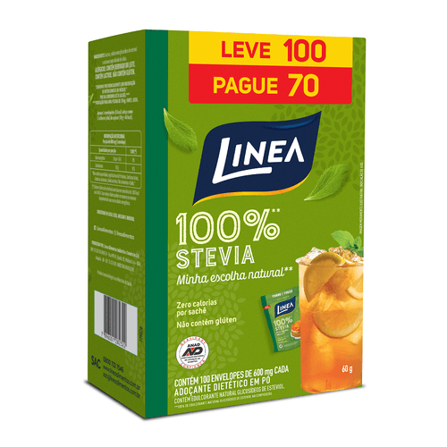 Adoçante Linea Stevia Pó Leve 100 Pague 70 Envelopes