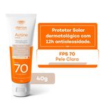 Protetor Solar Actine Colors Pele Clara FPS 70 Toque Seco 40g em