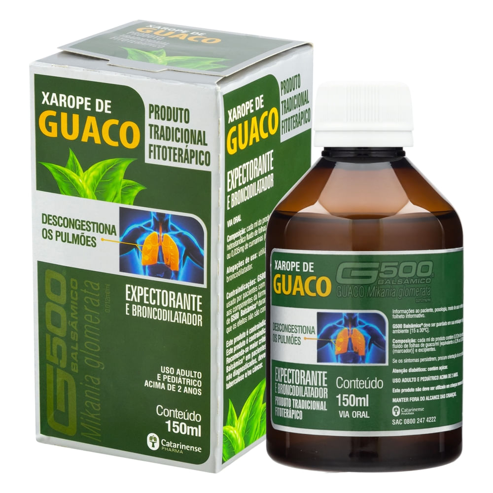 Xarope Guaco G 500 Balsâmico Catarinense 150ml Menor preço em Xarope Guaco G 500 Balsâmico Catarinense 150ml