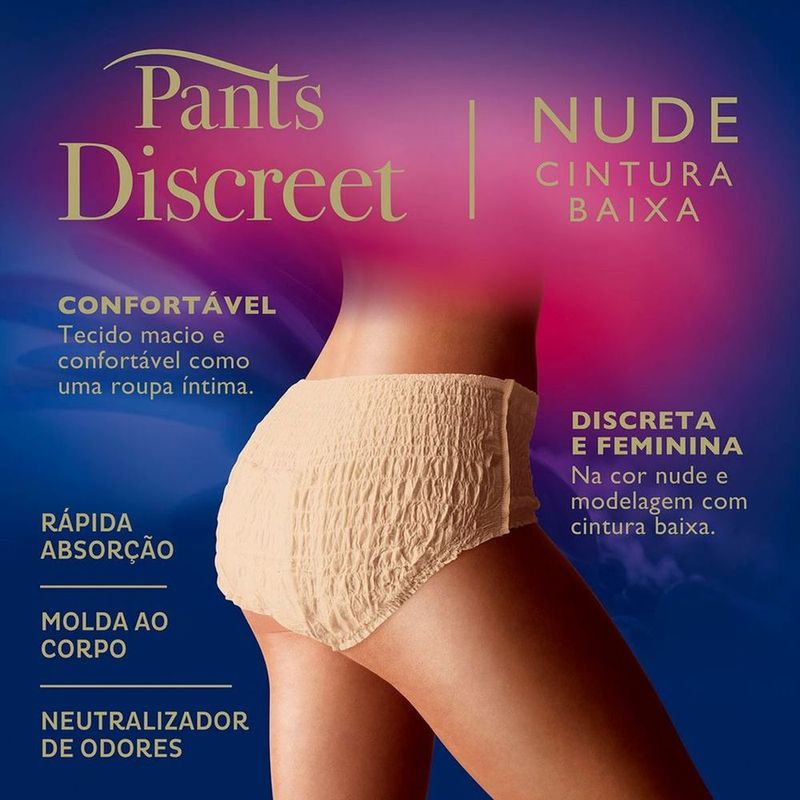 Roupa Íntima Tena Pants Discreet Nude Tamanho P/M 8 Unidades