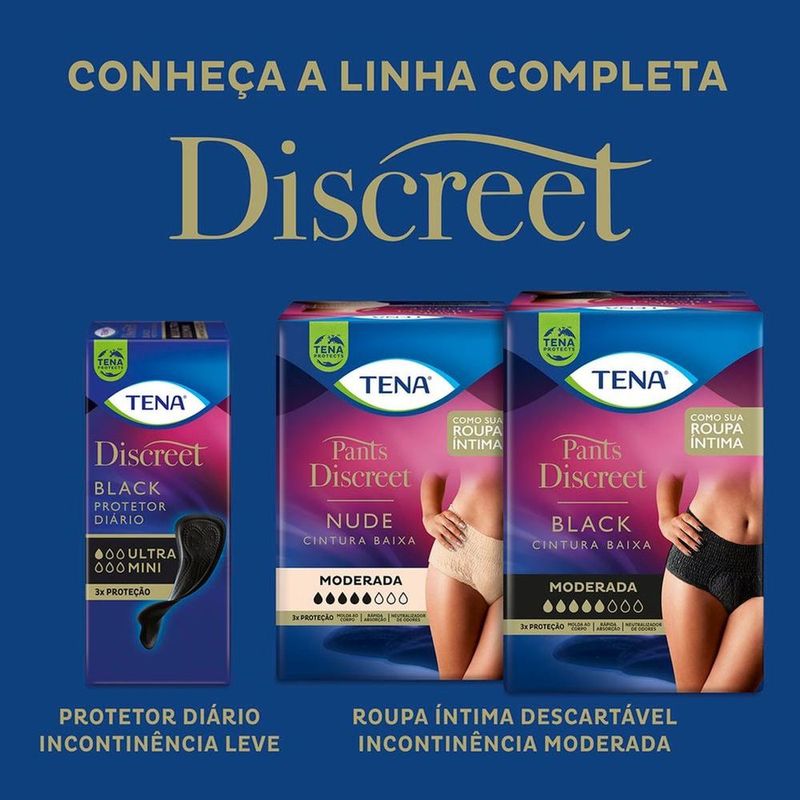 Roupa Íntima Tena Pants Discreet Preta Tamanho P/M 8 Unidades