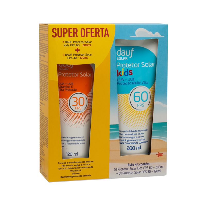 kit-protetor-solar-dauf-fps30-120ml-mais-protetor-solar-kids-fps60-200ml-principal