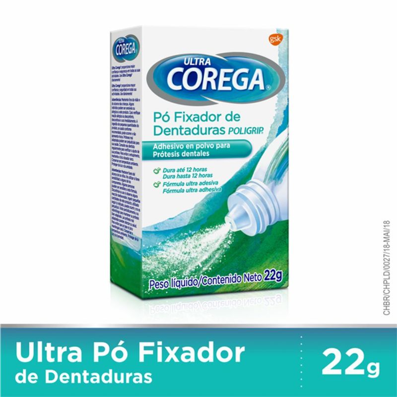 Ultra Corega Pó Fixador De Dentadura Com Fixação O Dia Todo 22g - Pague ...