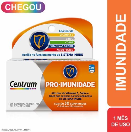Centrum Pro Imunidade Multivitamínico Com Vitaminas C E Zinco Com 30  Cápsulas