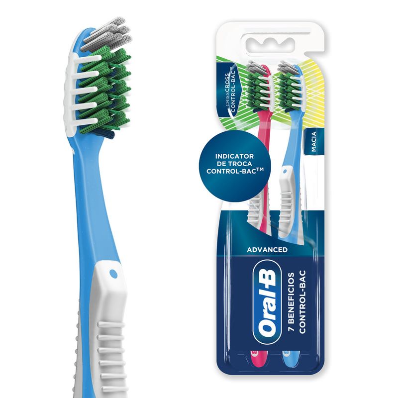 ESCOVA DENTAL ORAL B 7 BENEFÍCIOS ANTIBAC COM 2 UNIDADES - Extrafarma