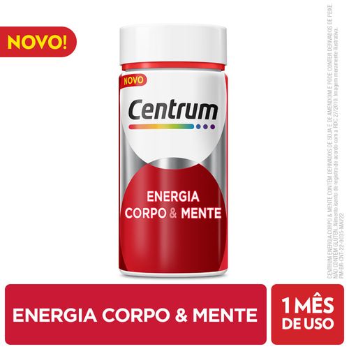 Centrum Suplemento Multivitamínico Adulto Energia, Corpo e Mente com Cafeína e Vitamina B, 60 cápsulas