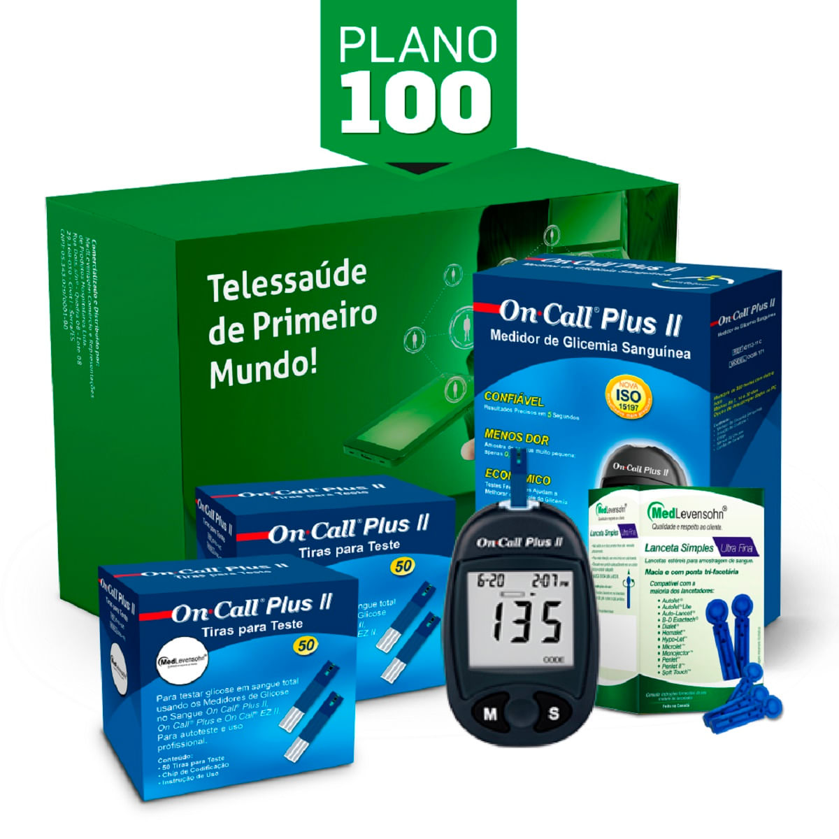 Kit Glicemico On Call Plus Ii Com 100 Tiras Para Teste - Extrafarma