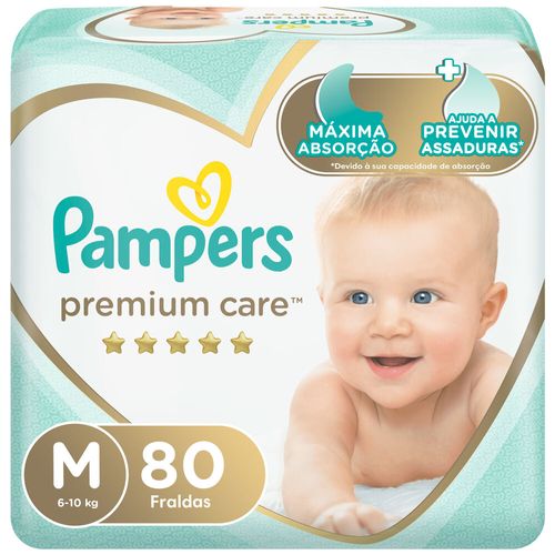 Fraldas Pampers Premium Care M 80 Unidades