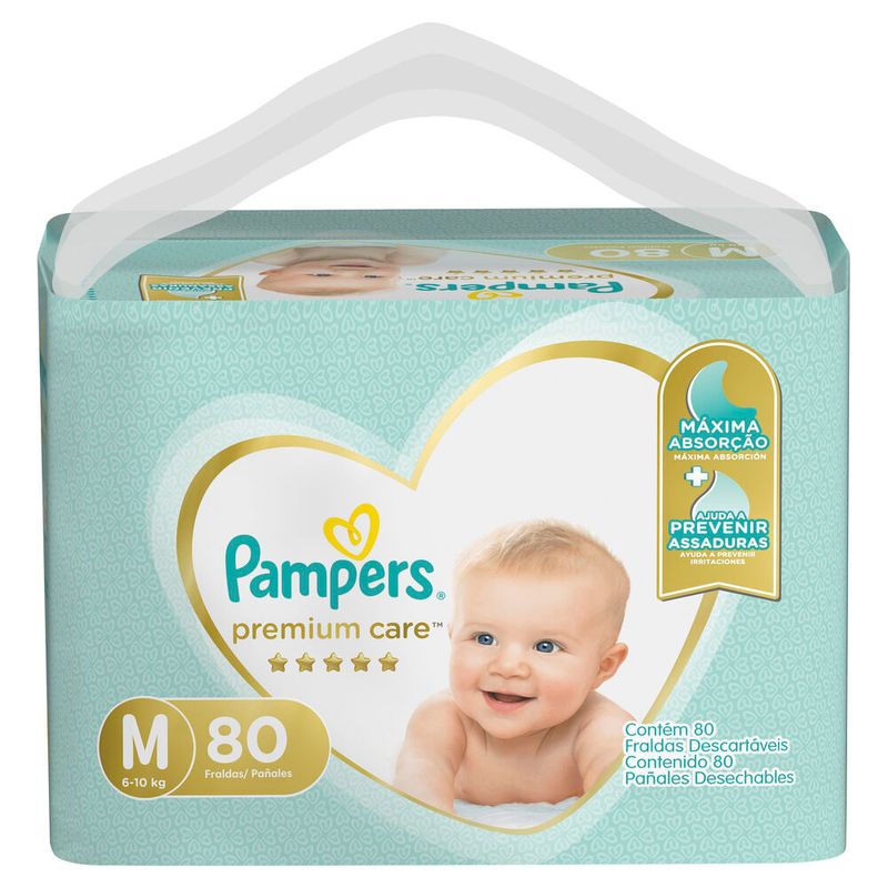 Fraldas Pampers Premium Care M 80 Unidades Extrafarma