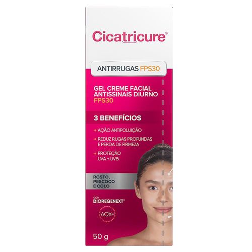 Cicatricure Gel Creme Antissinais Facial Diurno Fps 30 Com 50g
