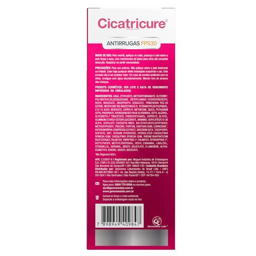 Cicatricure Gel Creme Antissinais Facial Diurno Fps 30 Com 50g