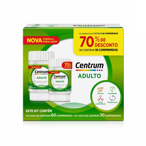 Kit Centrum Multivitaminico Adulto Vitaminas de A a Z  com 30+60 Comprimidos