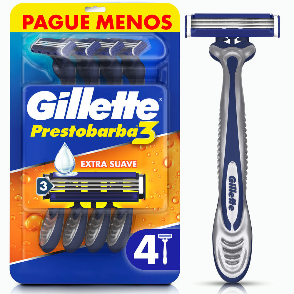 Aparelho de Barbear Gillette Prestobarba3, Barbear Rente Extra Suave, 4 Uds Menor preço em Aparelho de Barbear Gillette Prestobarba3, Barbear Rente Extra Suave, 4 Uds