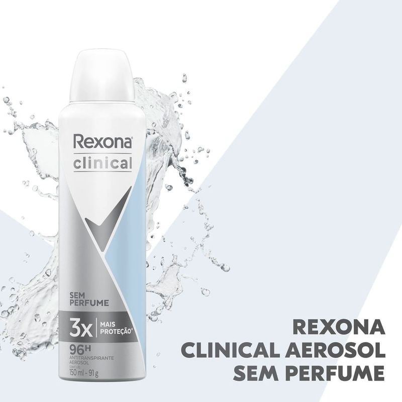 Desodorante Aerosol Rexona Clinical Sem Perfume 150ml - Soneda Perfumaria