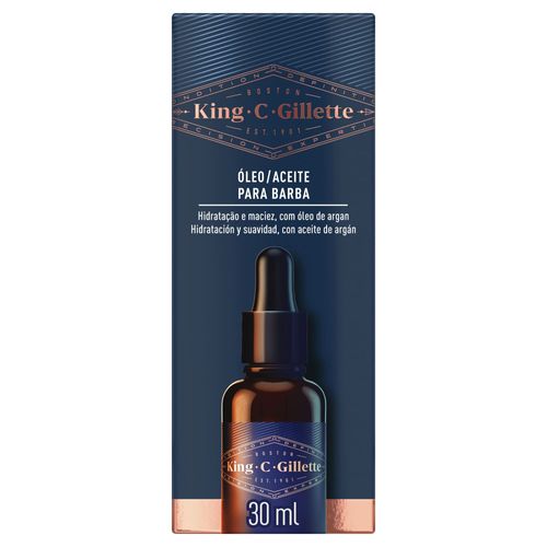 Óleo Para Barba King.C.Gillette Com Óleo De Argan 30ml