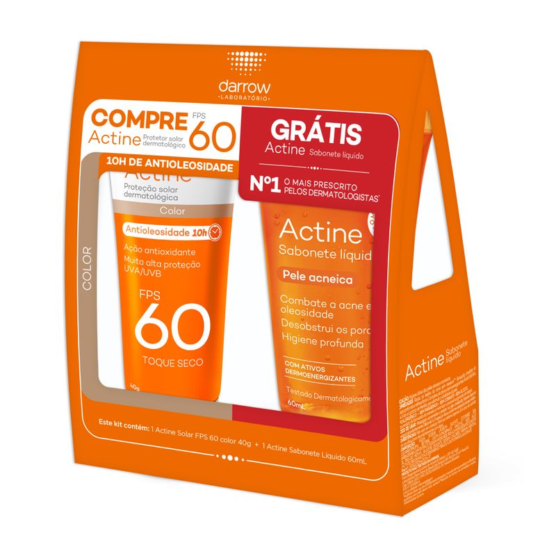 Kit-Protetor-Solar-Facial-Actine-Com-Cor-10h-Antioliosidade-Fps60-40g-Gratis-Sabonete-Facial-Actine-60ml