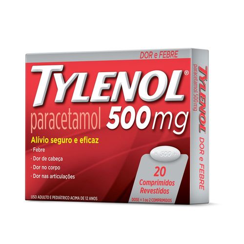 Analgésico Tylenol Cartucho 500mg 20 Comprimidos