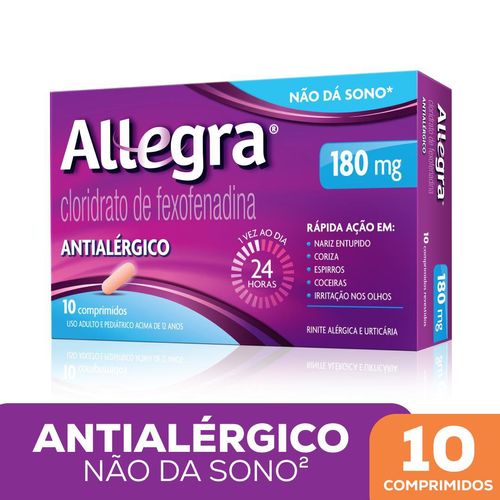 Antialérgico Allegra 180mg Com 10 Comprimidos