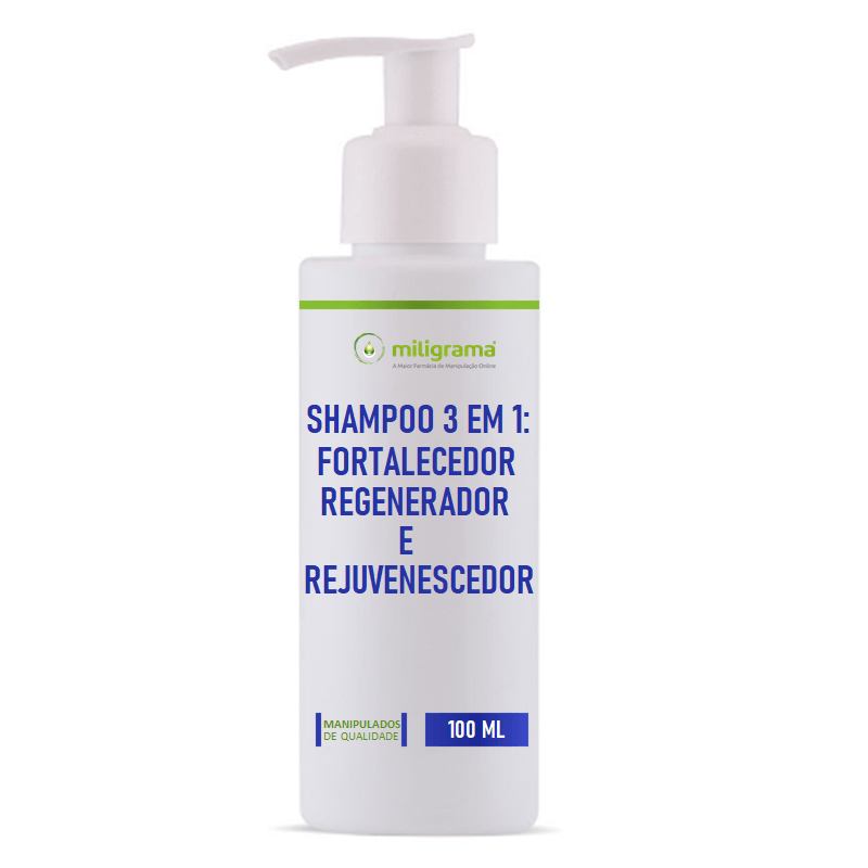 Shampoo 3 em 1: Fortalecedor, Regenerador e Rejuvenescedor 100ml