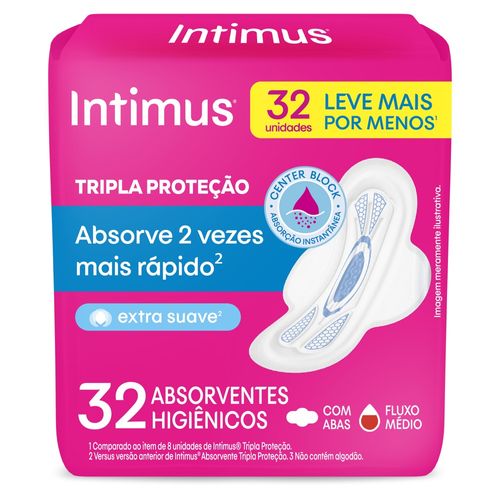 Absorvente Externo Intimus Tripla Proteção Suave Com Abas 32 Unidades