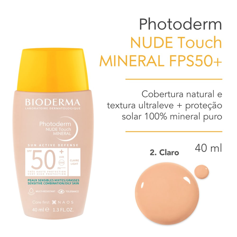 BIODERMA Photoderm Nude Touch Mineral FPS Cor Cobertura Natural E Iluminada Ml