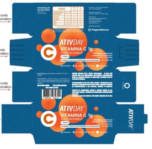 Ativday Vitamina C 1g + Zinco 10mg Com 10 Comprimidos