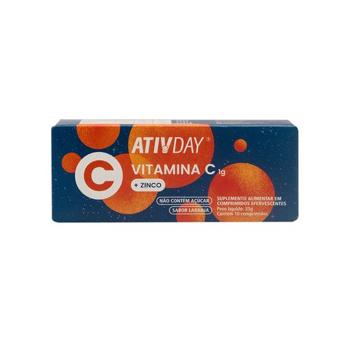 Ativday Vitamina C 1g + Zinco 10mg Com 10 Comprimidos