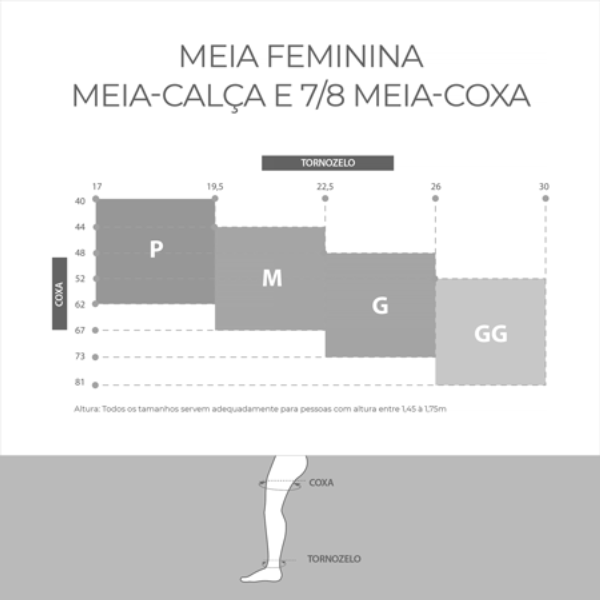 Meia Coxa 7/8 Attiva Alta Compressao 20-30 Fem Aberta Natural - GG - Attiva